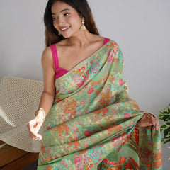 Banarasi Saree with Rich Zari Embroidery & Brocade Green