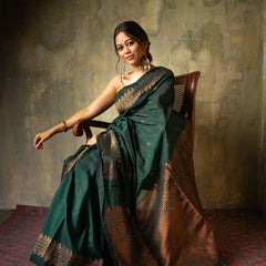 Extraordinary Green Soft Silk Saree With Intricate Blouse Piece