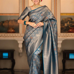 Sumptuous Black Soft Silk Saree With Imbrication Blouse Piece