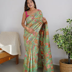 Banarasi Saree with Rich Zari Embroidery & Brocade Green