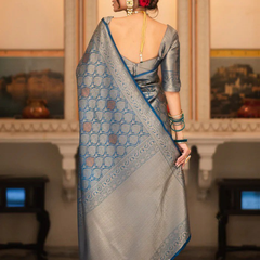 Sumptuous Black Soft Silk Saree With Imbrication Blouse Piece