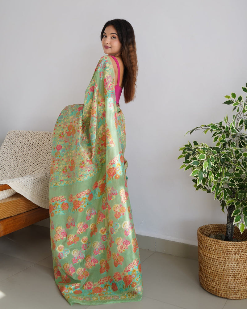 Banarasi Saree with Rich Zari Embroidery & Brocade Green