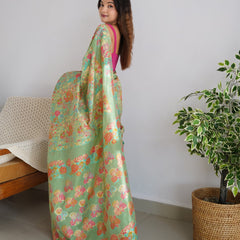 Banarasi Saree with Rich Zari Embroidery & Brocade Green