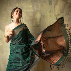 Extraordinary Green Soft Silk Saree With Intricate Blouse Piece