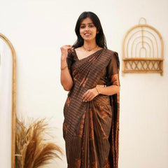 Designer Banarasi Silk Saree for Party & Festive Brown Saree