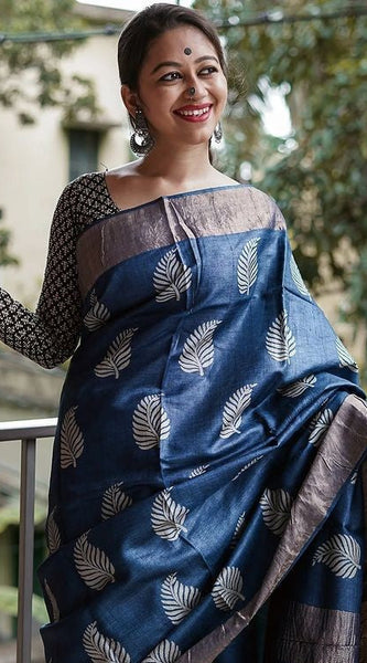 Traditional Banarasi Saree with Pure Silk Threads Black Blue