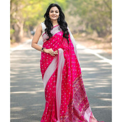 Exquisite Banarasi Silk Saree with Gold Zari Weaving pink