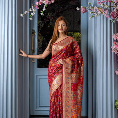 Wedding Special Banarasi Silk Saree with Zari Work Red Saree