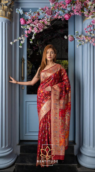 Wedding Special Banarasi Silk Saree with Zari Work Red Saree