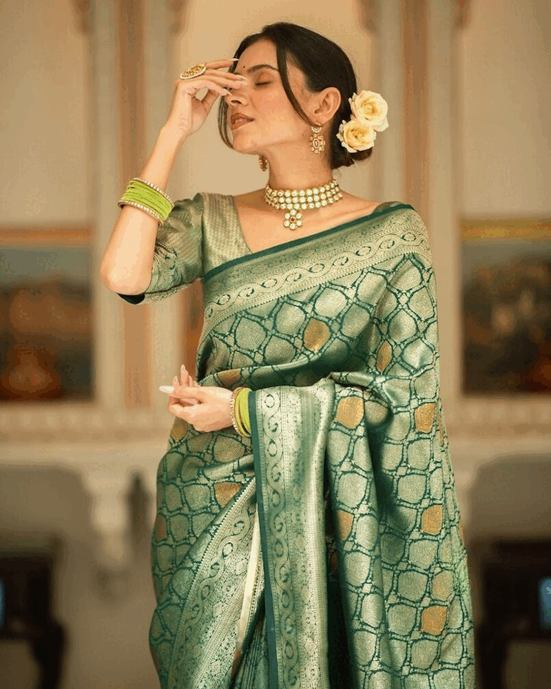 Sumptuous Black Soft Silk Saree With Imbrication Blouse Piece