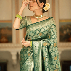 Sumptuous Black Soft Silk Saree With Imbrication Blouse Piece