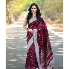 Exquisite Banarasi Silk Saree with Gold Zari Weaving Wine