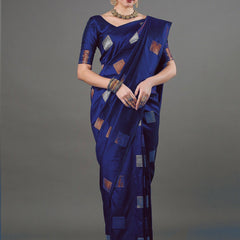 Ethnic Banarasi Saree – Handwoven Soft Silk Fabric Blue