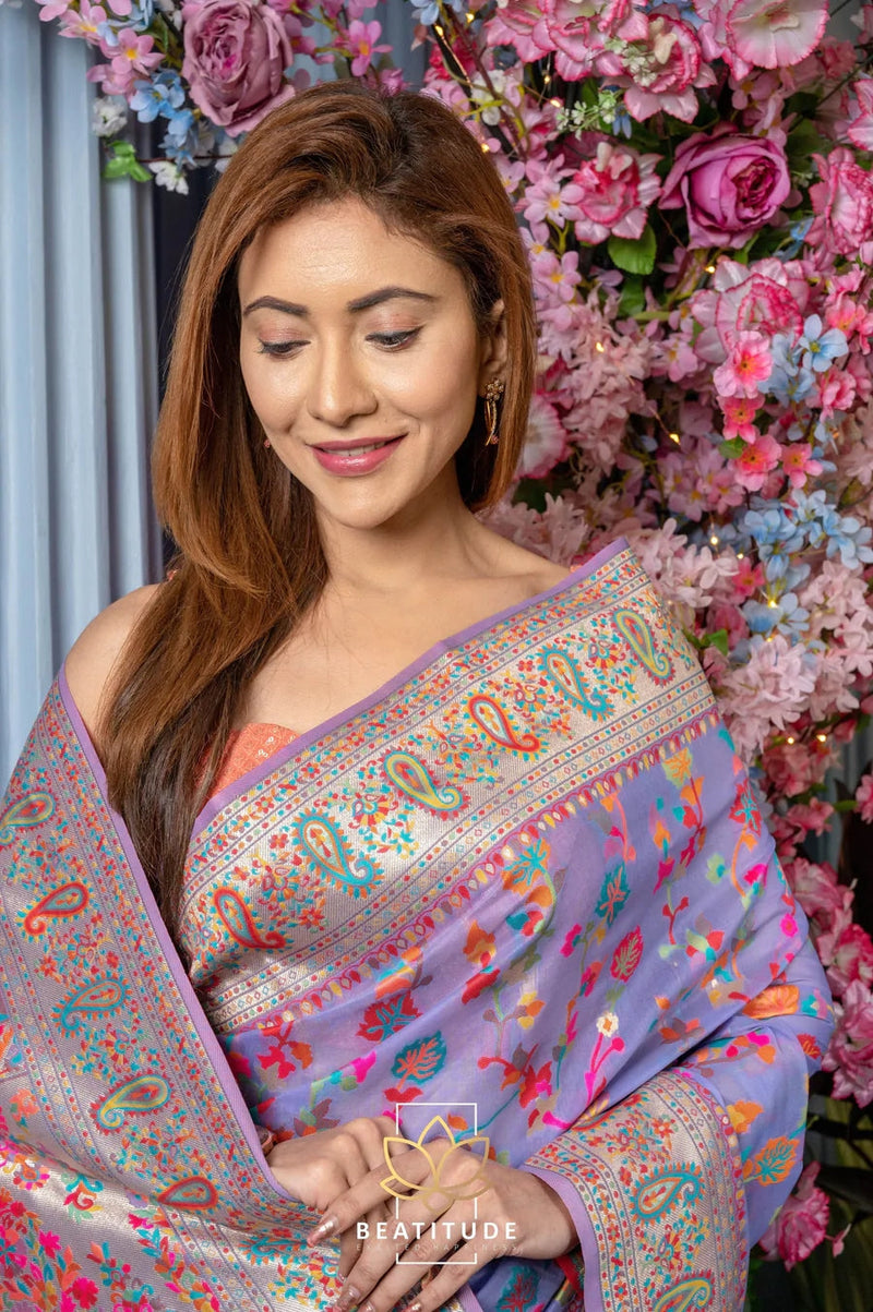 Wedding Special Banarasi Silk Saree with Zari Work Light Blue