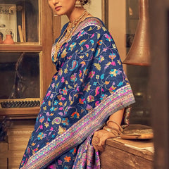 Pure Silk Banarasi Saree with Exquisite Zari Weaving Blue