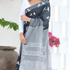 Designer Banarasi Silk Saree with Heavy Brocade Work Black
