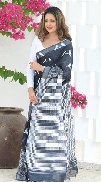 Designer Banarasi Silk Saree with Heavy Brocade Work Black