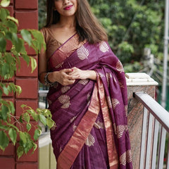 Traditional Banarasi Saree with Pure Silk Threads wine
