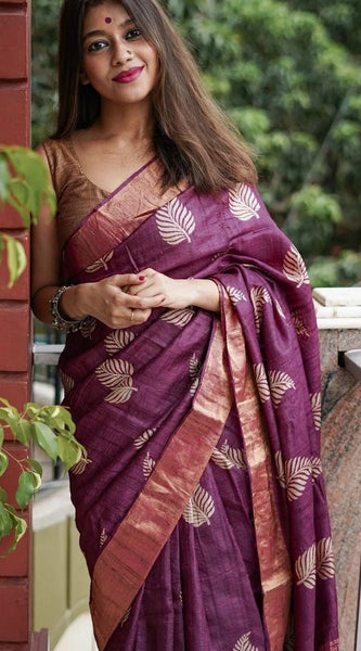 Traditional Banarasi Saree with Pure Silk Threads wine