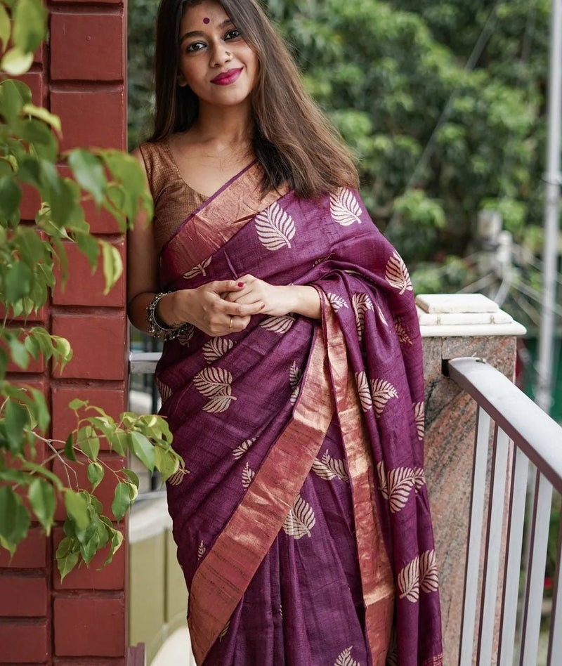 Traditional Banarasi Saree with Pure Silk Threads wine