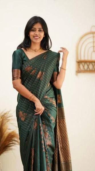 Designer Banarasi Silk Saree for Party & Festive Green