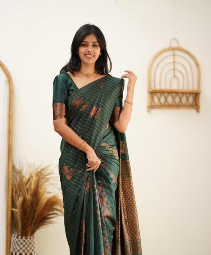 Designer Banarasi Silk Saree for Party & Festive Green