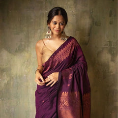 Extraordinary Purple Soft Silk Saree With Intricate Blouse Piece