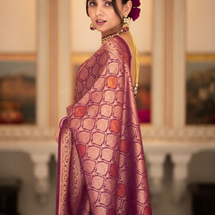 Sumptuous Black Soft Silk Saree With Imbrication Blouse Piece