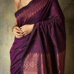Extraordinary Purple Soft Silk Saree With Intricate Blouse Piece