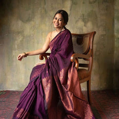 Extraordinary Purple Soft Silk Saree With Intricate Blouse Piece