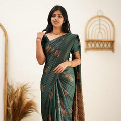 Designer Banarasi Silk Saree for Party & Festive Green