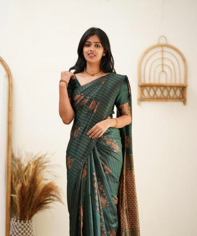 Designer Banarasi Silk Saree for Party & Festive Green