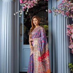 Wedding Special Banarasi Silk Saree with Zari Work Light Blue