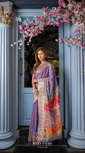 Wedding Special Banarasi Silk Saree with Zari Work Light Blue