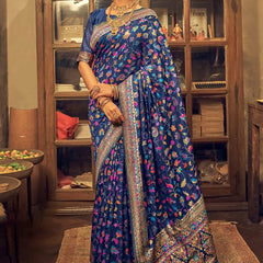 Pure Silk Banarasi Saree with Exquisite Zari Weaving Blue