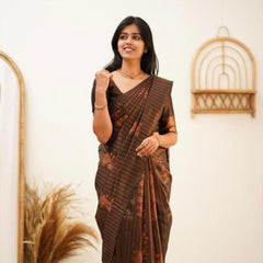Designer Banarasi Silk Saree for Party & Festive Brown Saree
