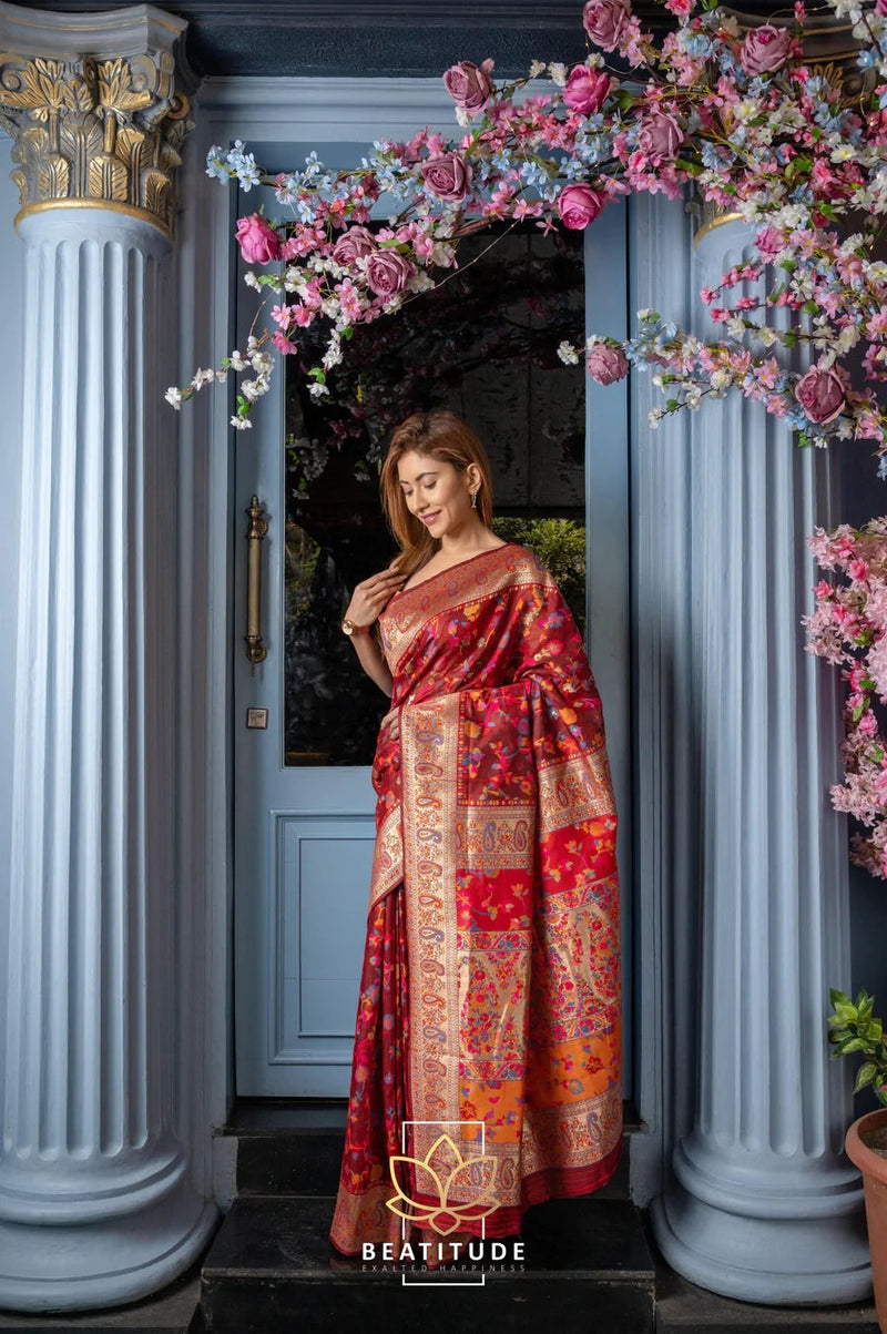 Wedding Special Banarasi Silk Saree with Zari Work Red Saree
