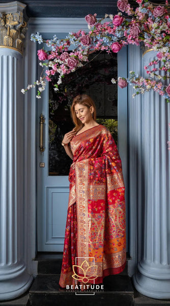 Wedding Special Banarasi Silk Saree with Zari Work Red Saree