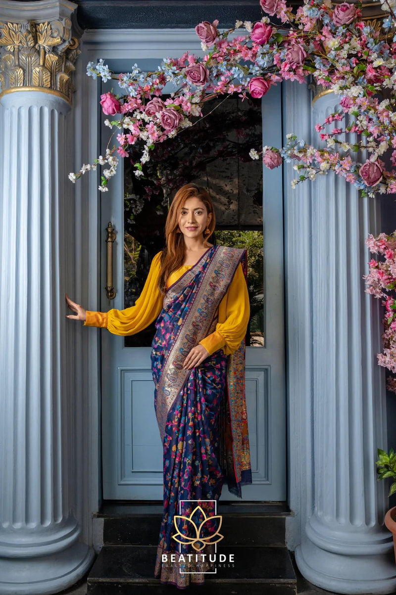 Wedding Special Banarasi Silk Saree with Zari Work Dark Blue