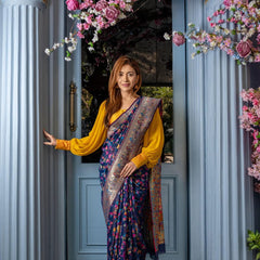 Wedding Special Banarasi Silk Saree with Zari Work Dark Blue
