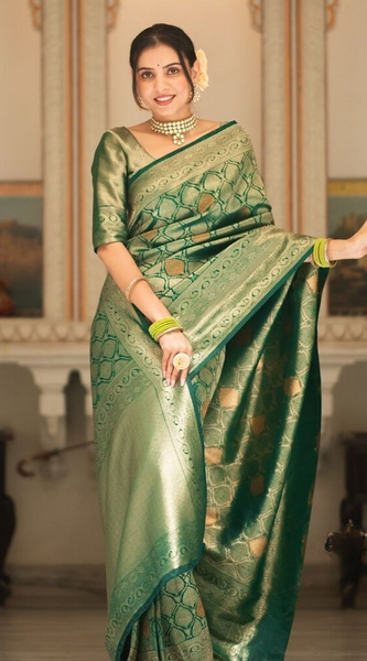 Sumptuous Black Soft Silk Saree With Imbrication Blouse Piece