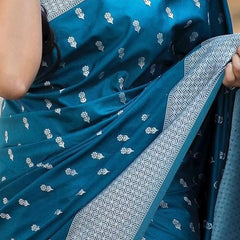 Exquisite Banarasi Silk Saree with Gold Zari Weaving Blue