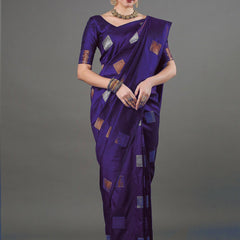 Ethnic Banarasi Saree – Handwoven Soft Silk Fabric Purple Saree