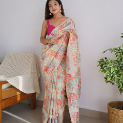 Banarasi Saree with Rich Zari Embroidery & Brocade White