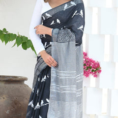 Designer Banarasi Silk Saree with Heavy Brocade Work Black