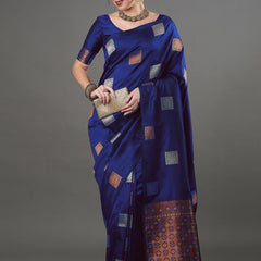 Ethnic Banarasi Saree – Handwoven Soft Silk Fabric Blue
