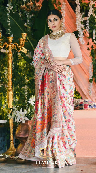 Wedding Special Banarasi Silk Saree with Zari Work white