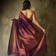 Extraordinary Purple Soft Silk Saree With Intricate Blouse Piece