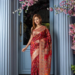 Wedding Special Banarasi Silk Saree with Zari Work Red Saree