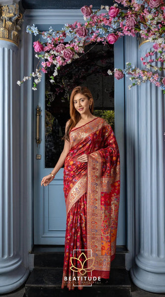 Wedding Special Banarasi Silk Saree with Zari Work Red Saree